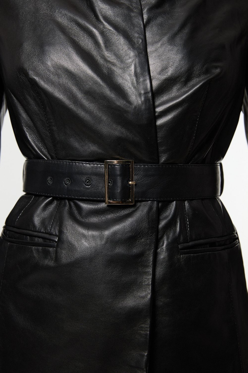 Leather Belted Tailored Blazer 4