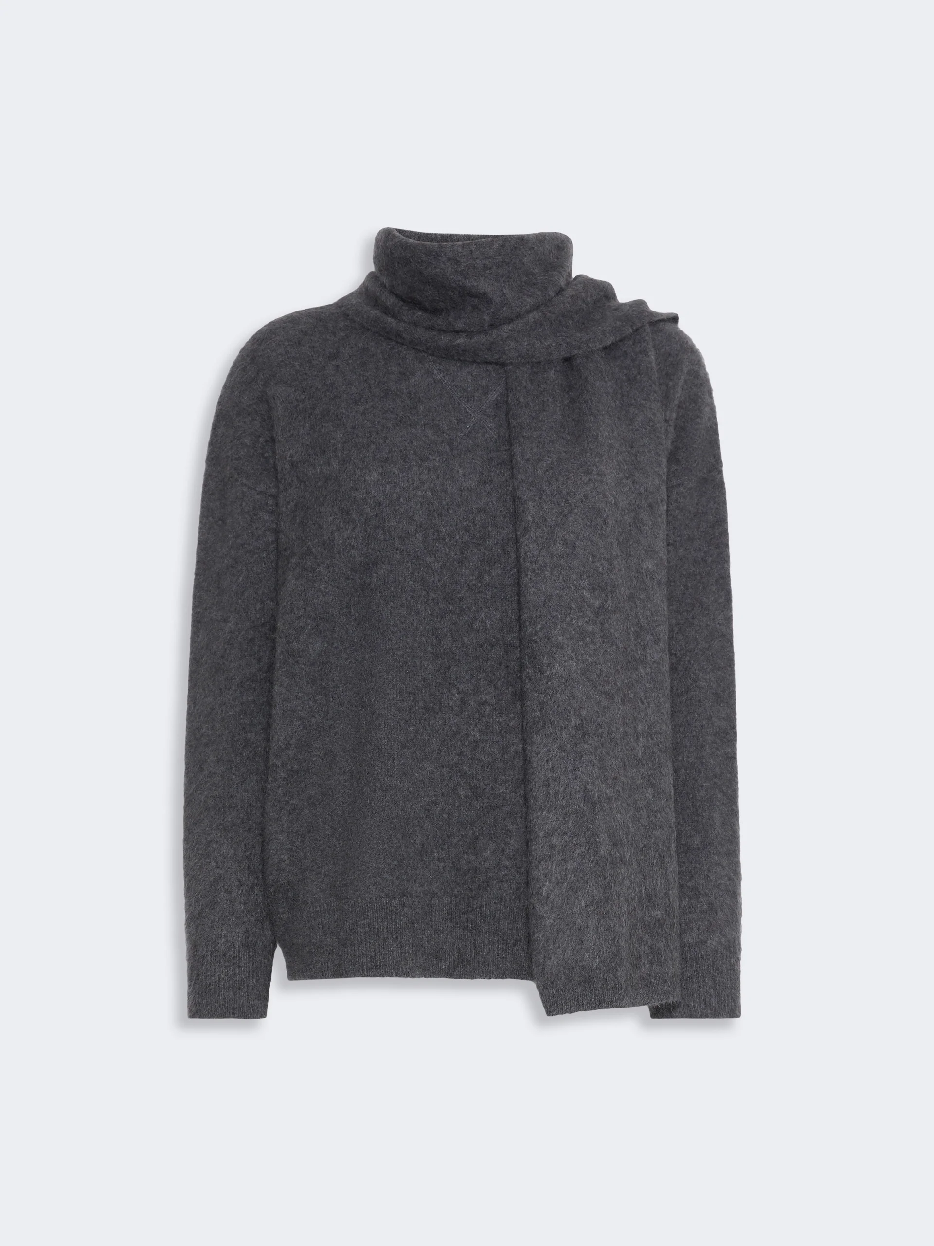 ARIA Yak yarn sweater with scarf detail - MEDIUM GREY - 1