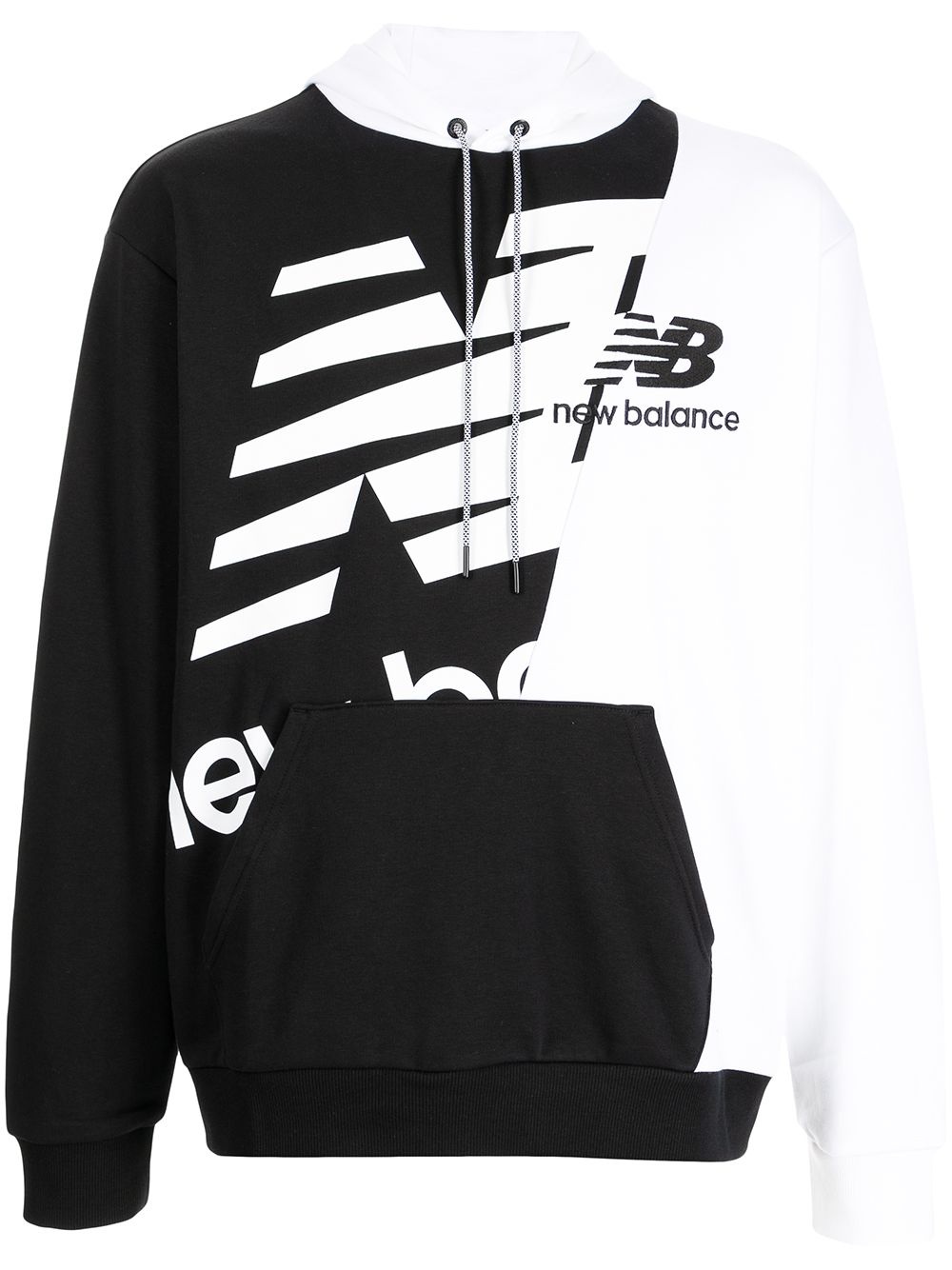 two-tone logo-print hoodie - 1