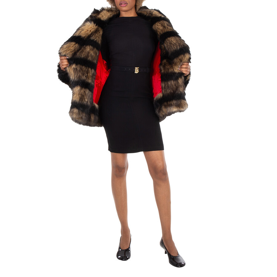 Burberry Striped Faux Fur Oversized Jacket - 6