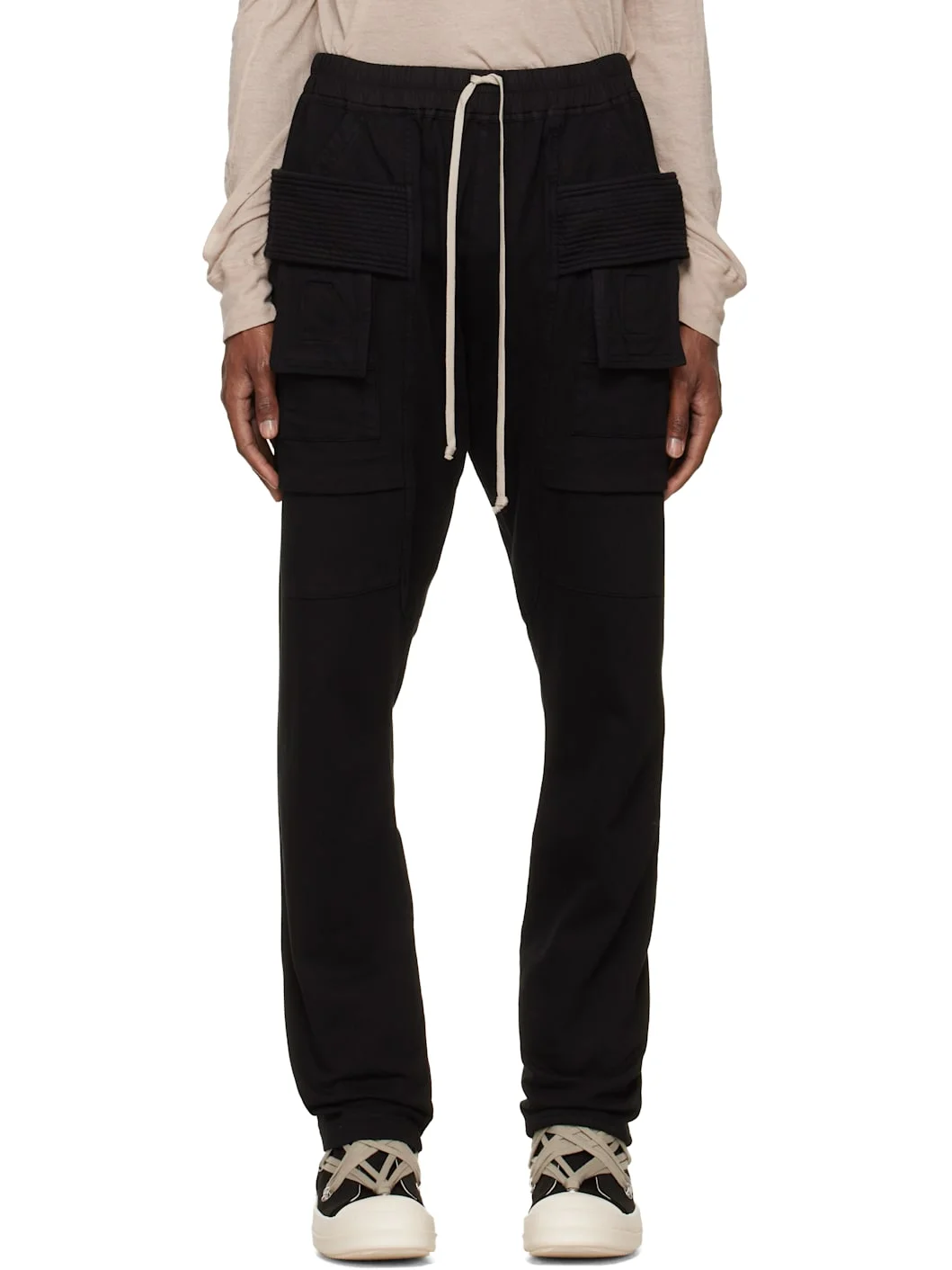 Black Tower Creatch Drawstring Cargo Pants - 1