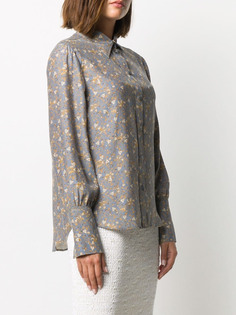 floral print silk shirt - 3