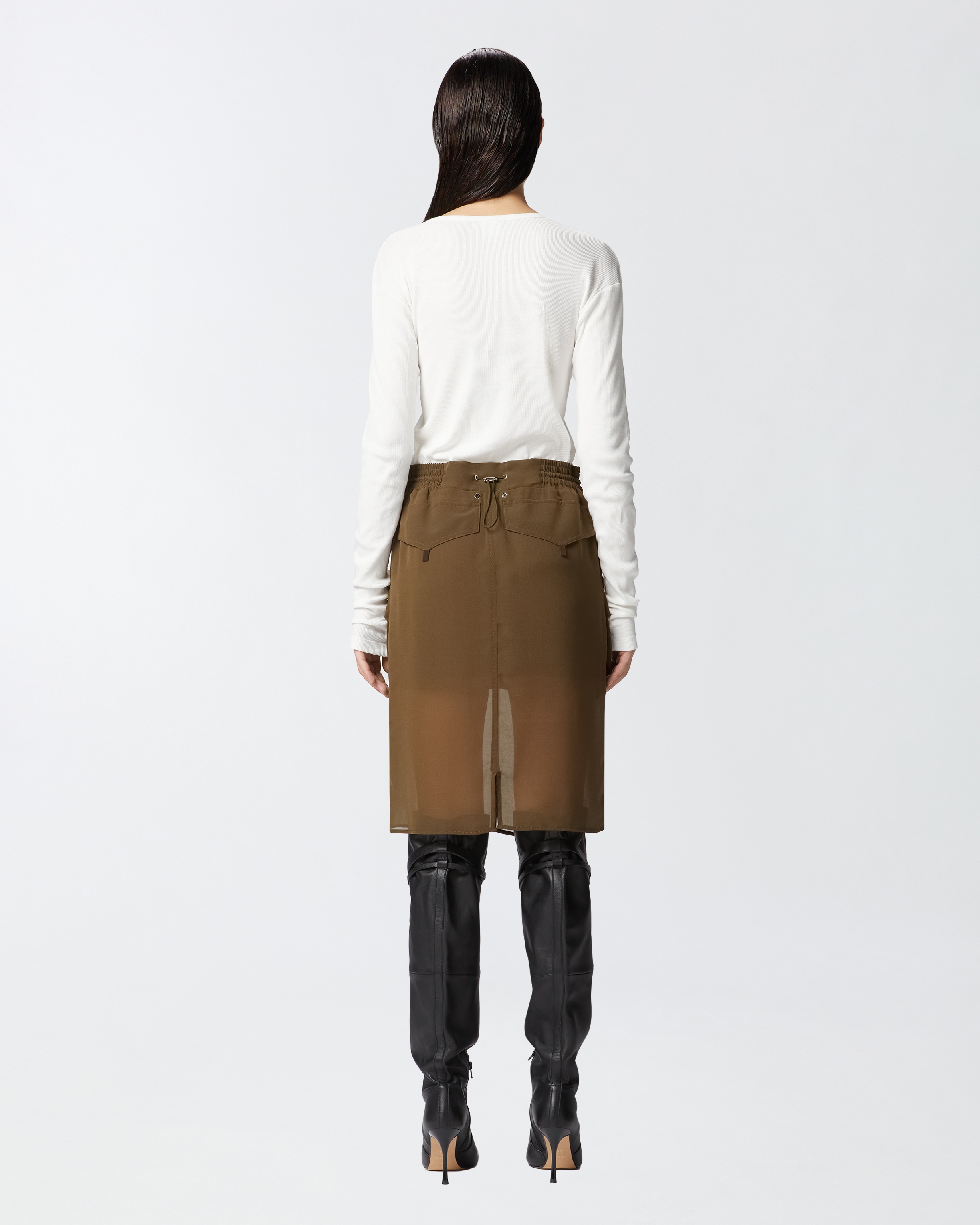 TRANSPARENT MIDI SKIRT WITH MAXI POCKETS - 4