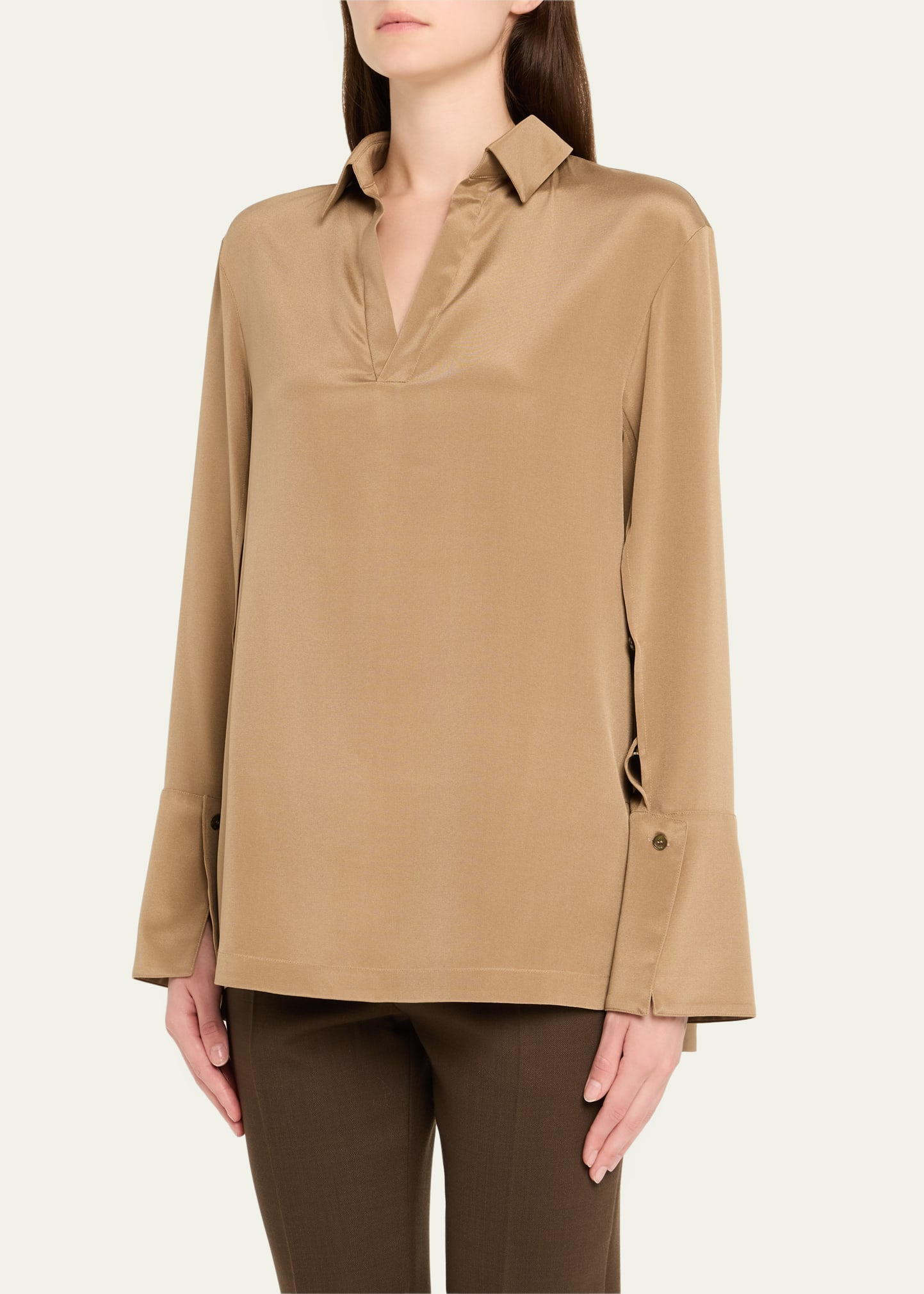 Dover Silk Stretch Collared Top - 4