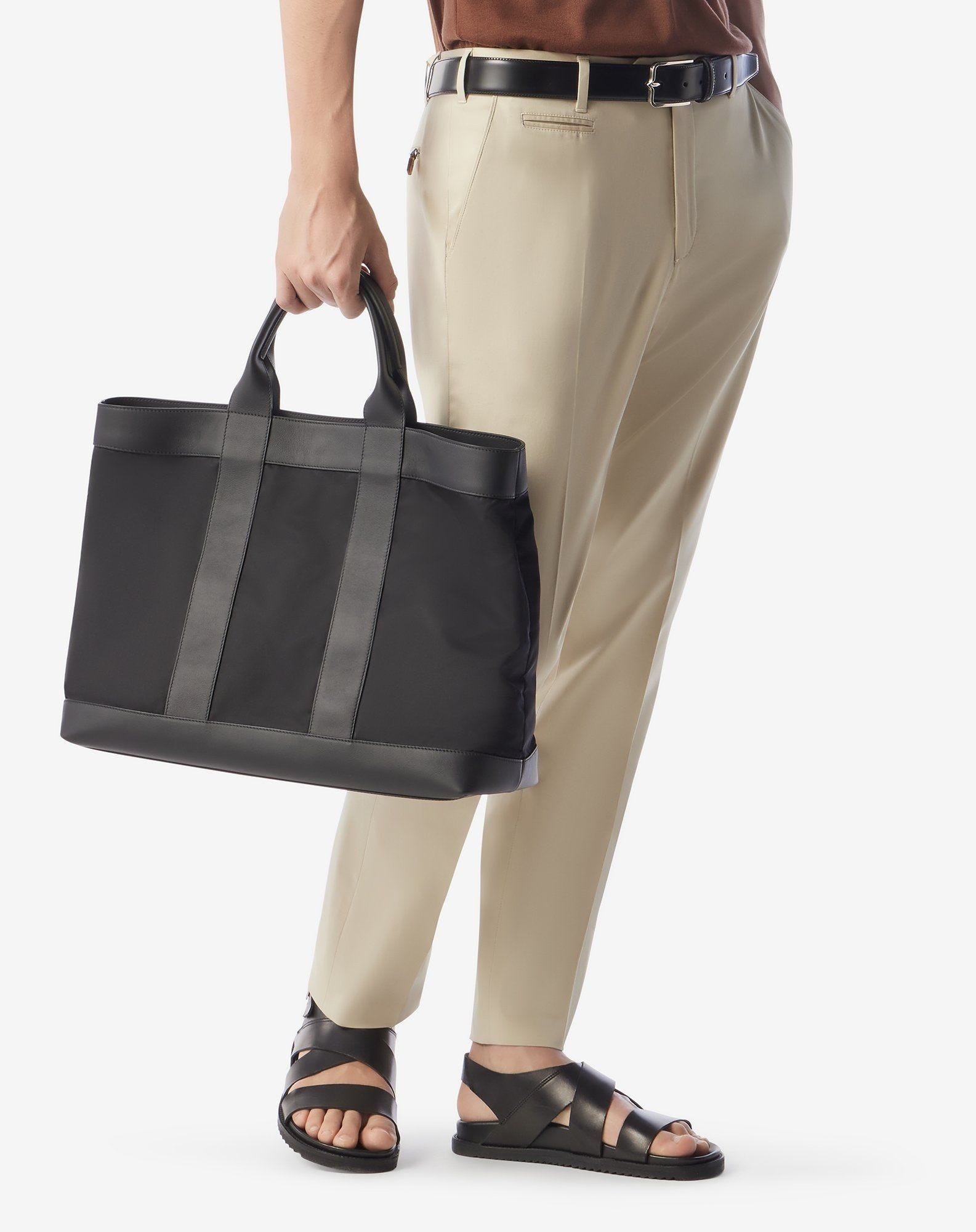 Beige stretch cotton gabardine trousers - 2