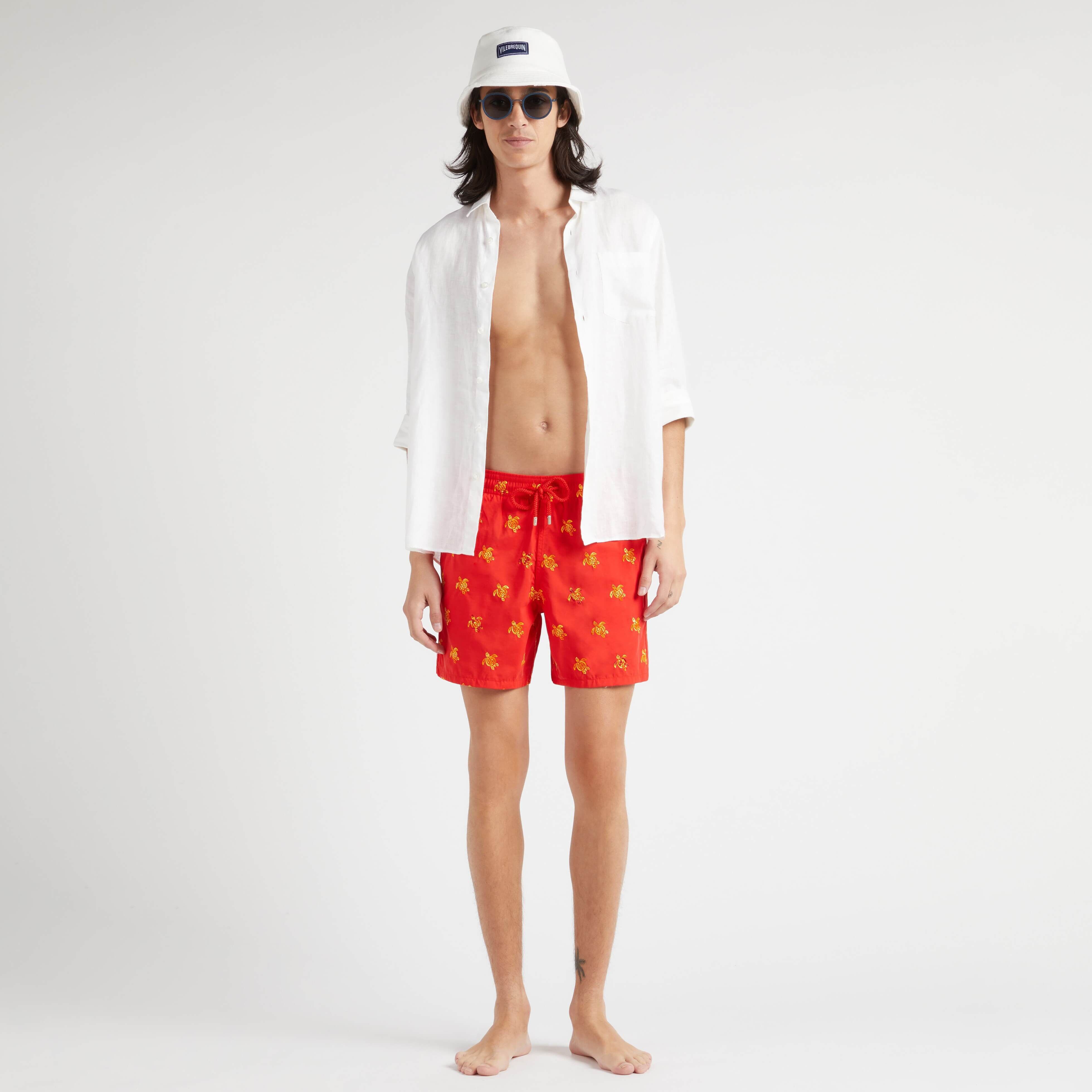Men Swim Trunks Embroidered Micro Ronde des Tortues Diagonale - Limited Edition - 5