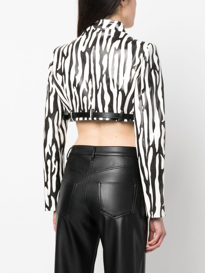 zebra-print cropped jacket - 4