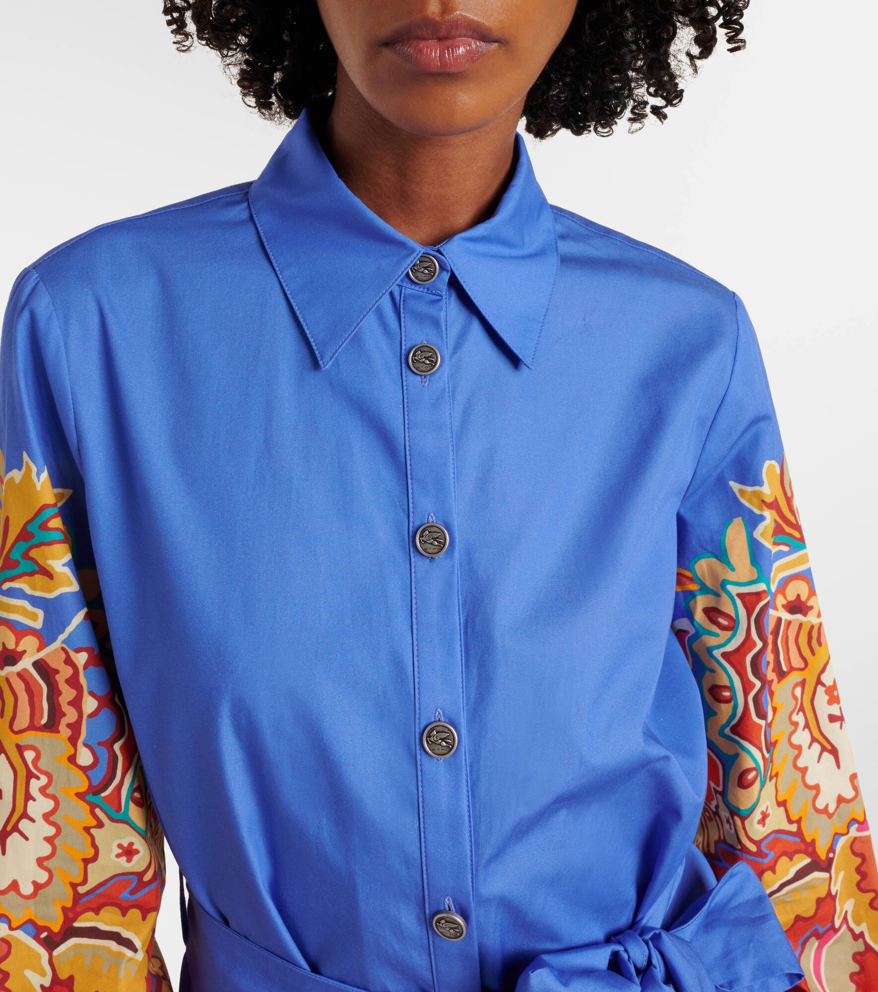 Belted paisley cotton maxi dress - 4