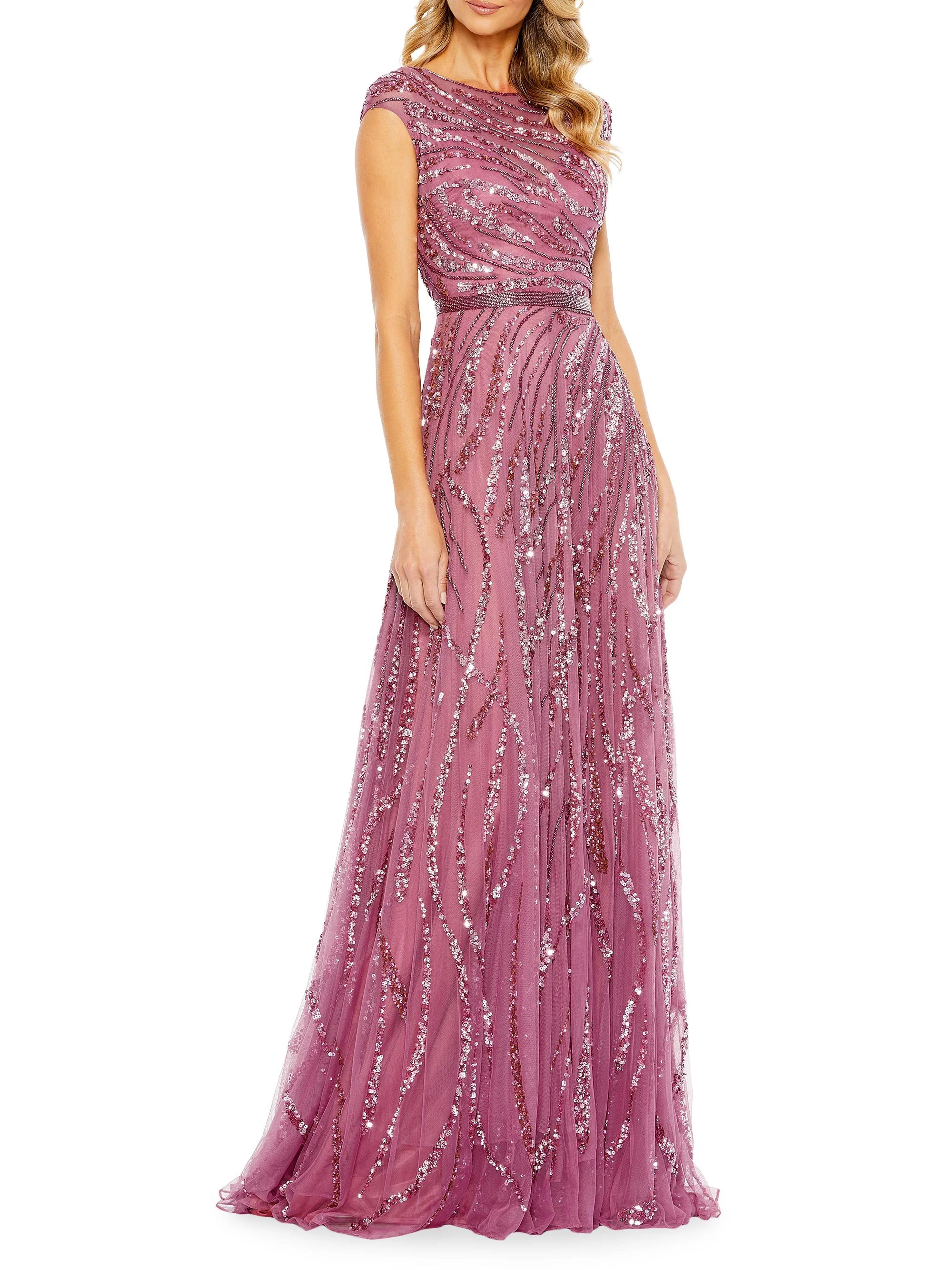 Women's Embellished A-Line Gown - Plum - 1