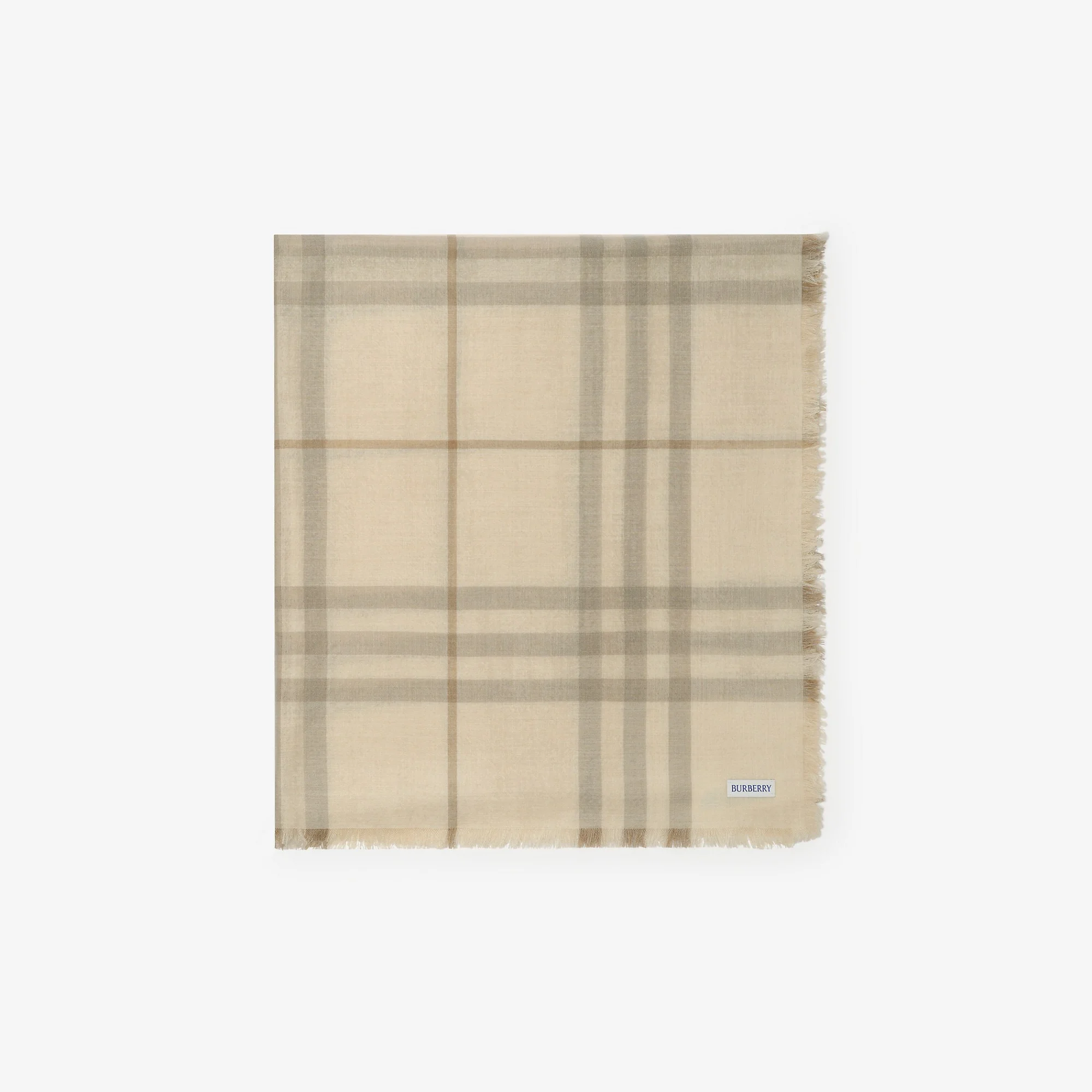 Wide Reversible Check Wool Silk Scarf - 1