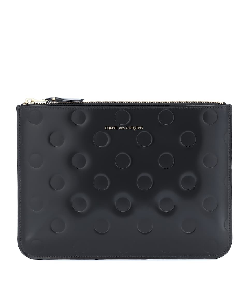 Dots Large embossed leather pouch - 1