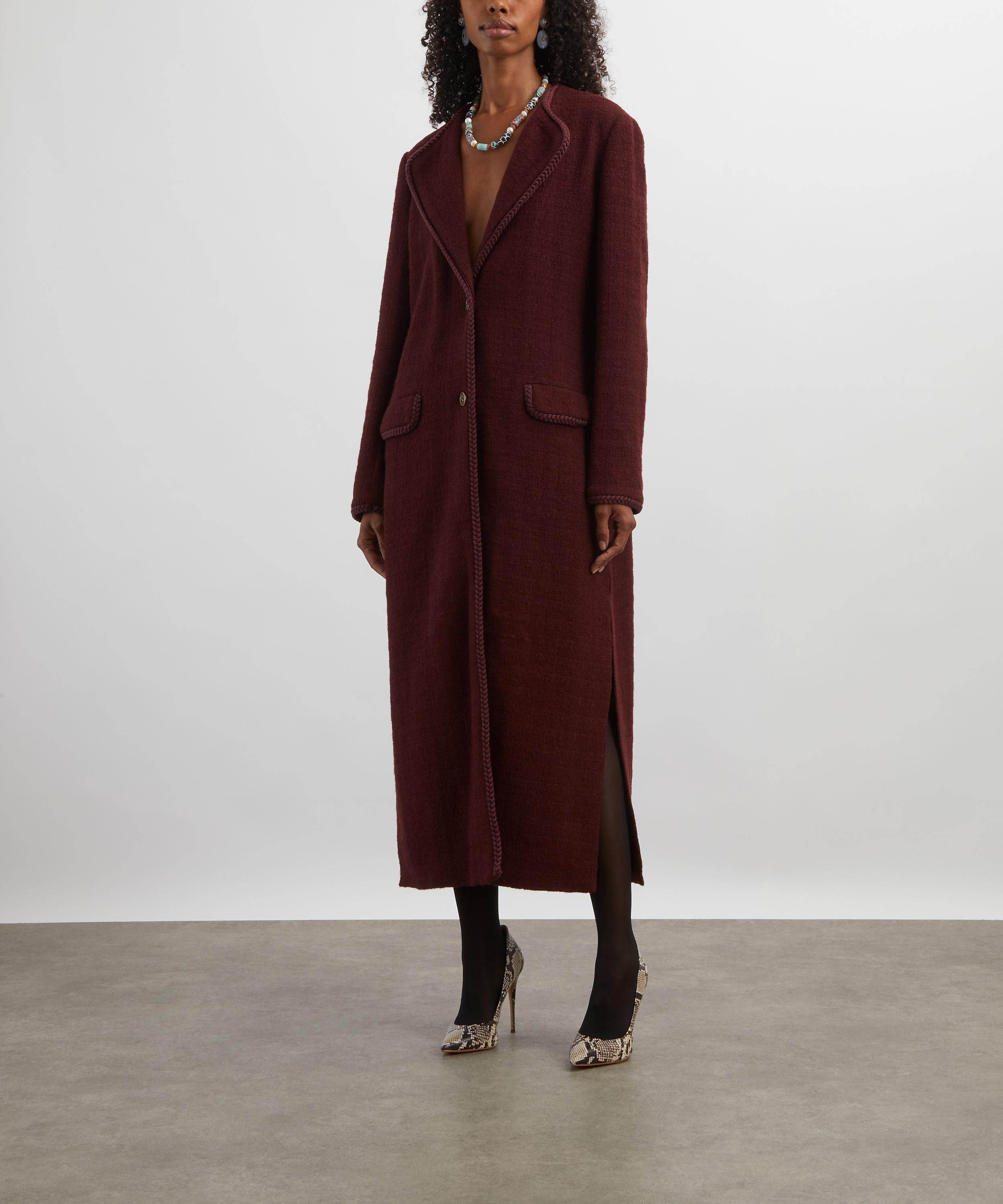 Aubergine Wool-Mohair Long Coat - 2