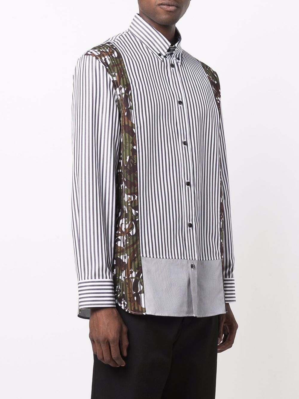 baroque-panel striped shirt - 3