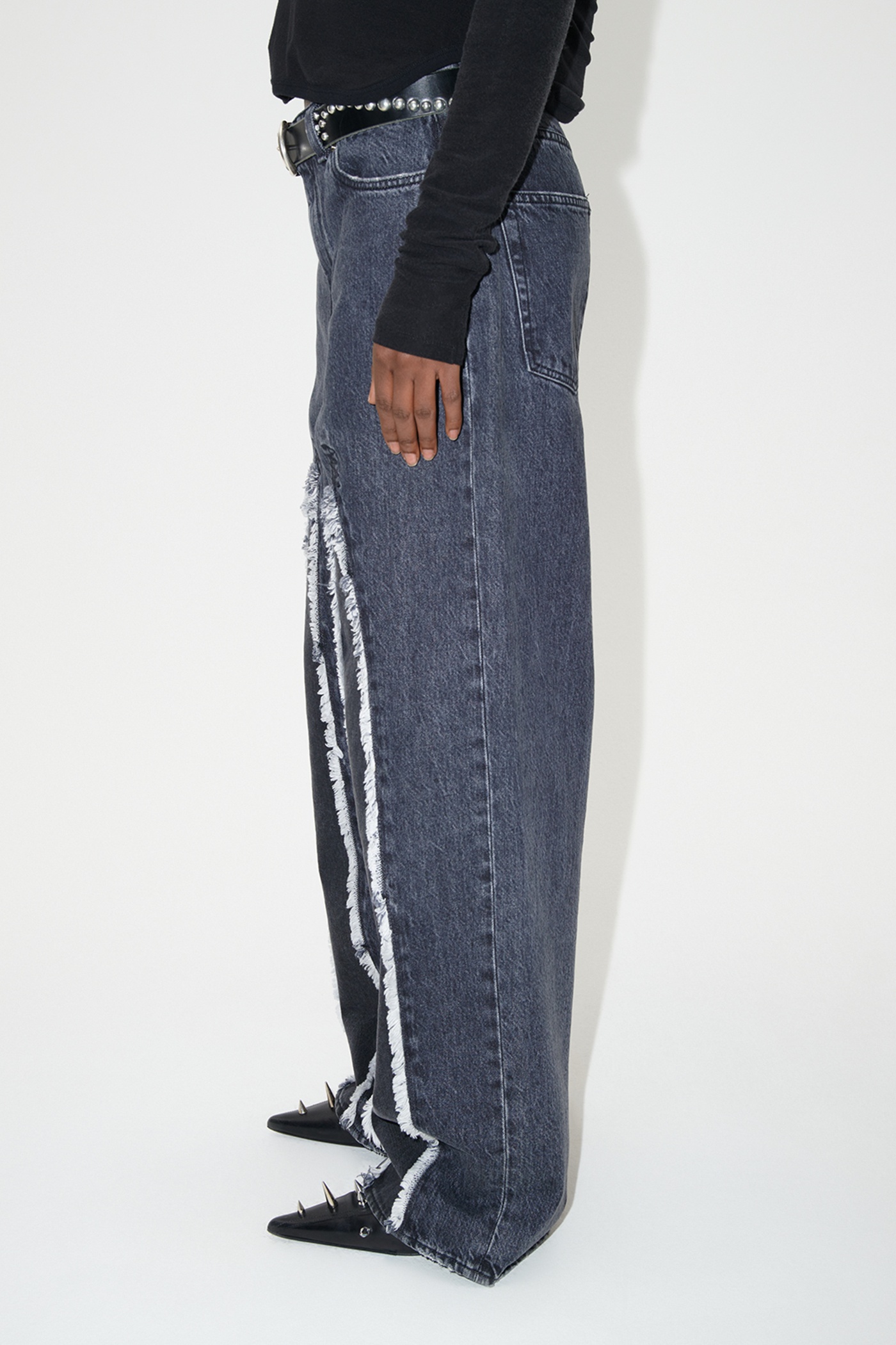 Full Cut Black Slash Denim - 5
