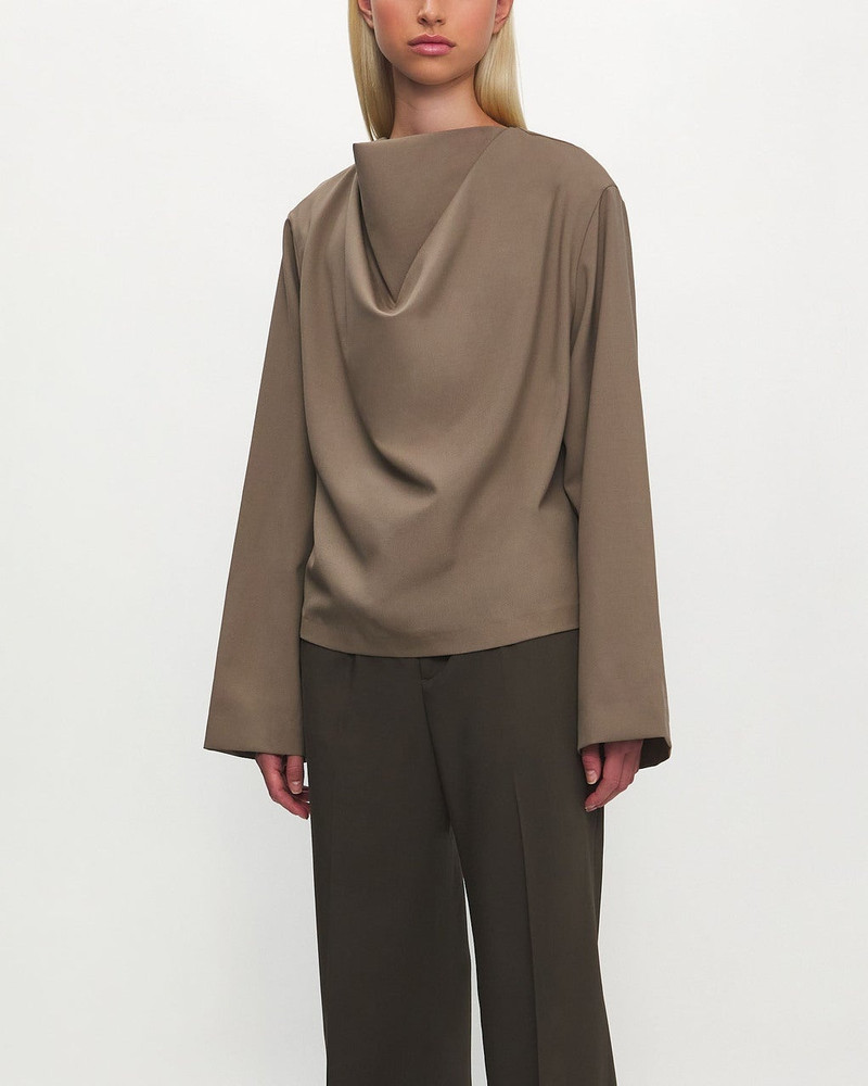 RÓHE Top Draped Wool Khaki outlook
