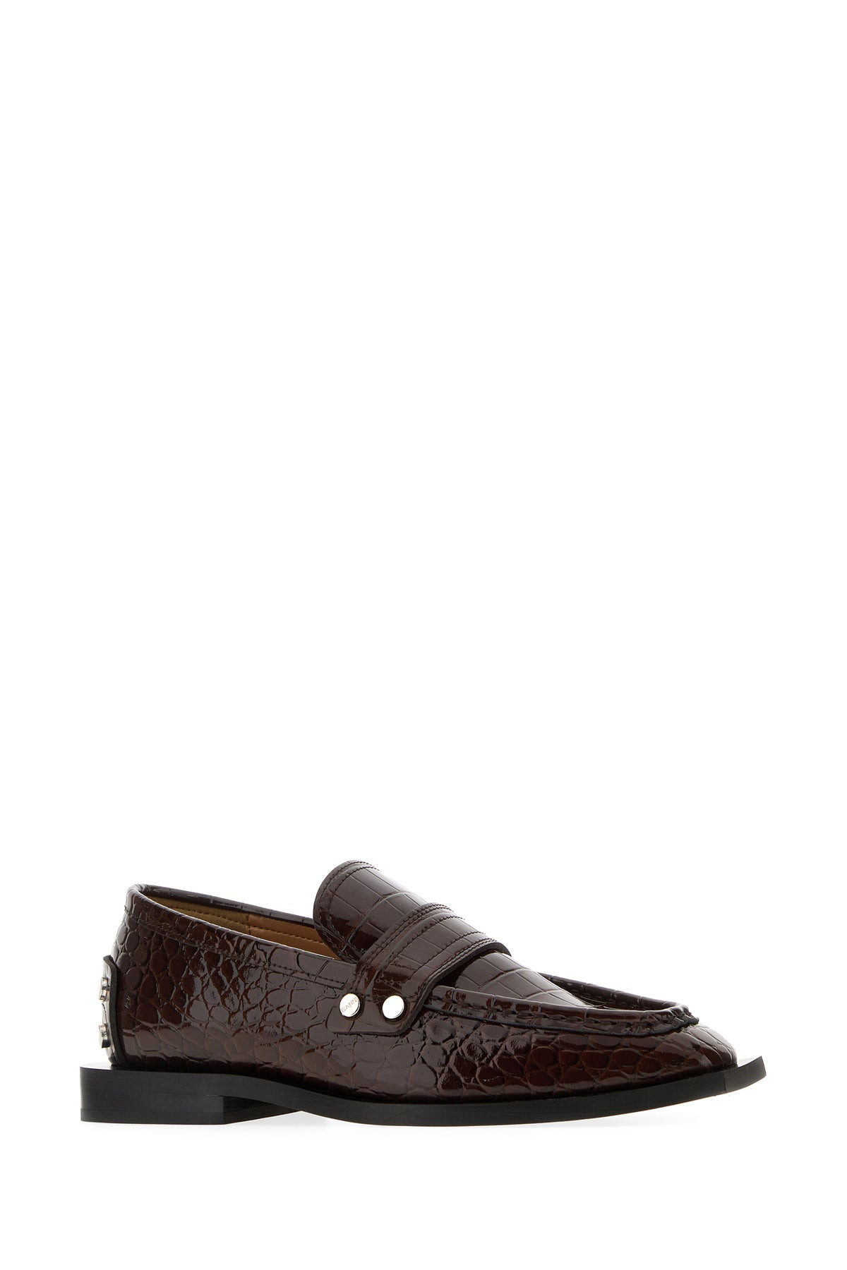Brown synthetic leather loafers - 2