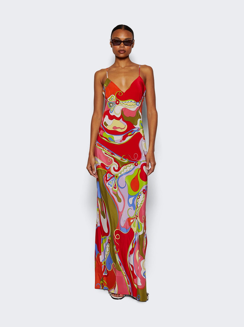 Orchidee-print Crepe De Chine Dress Multicolor 2