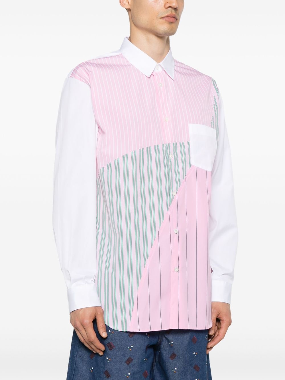 patchwork-design shirt - 3