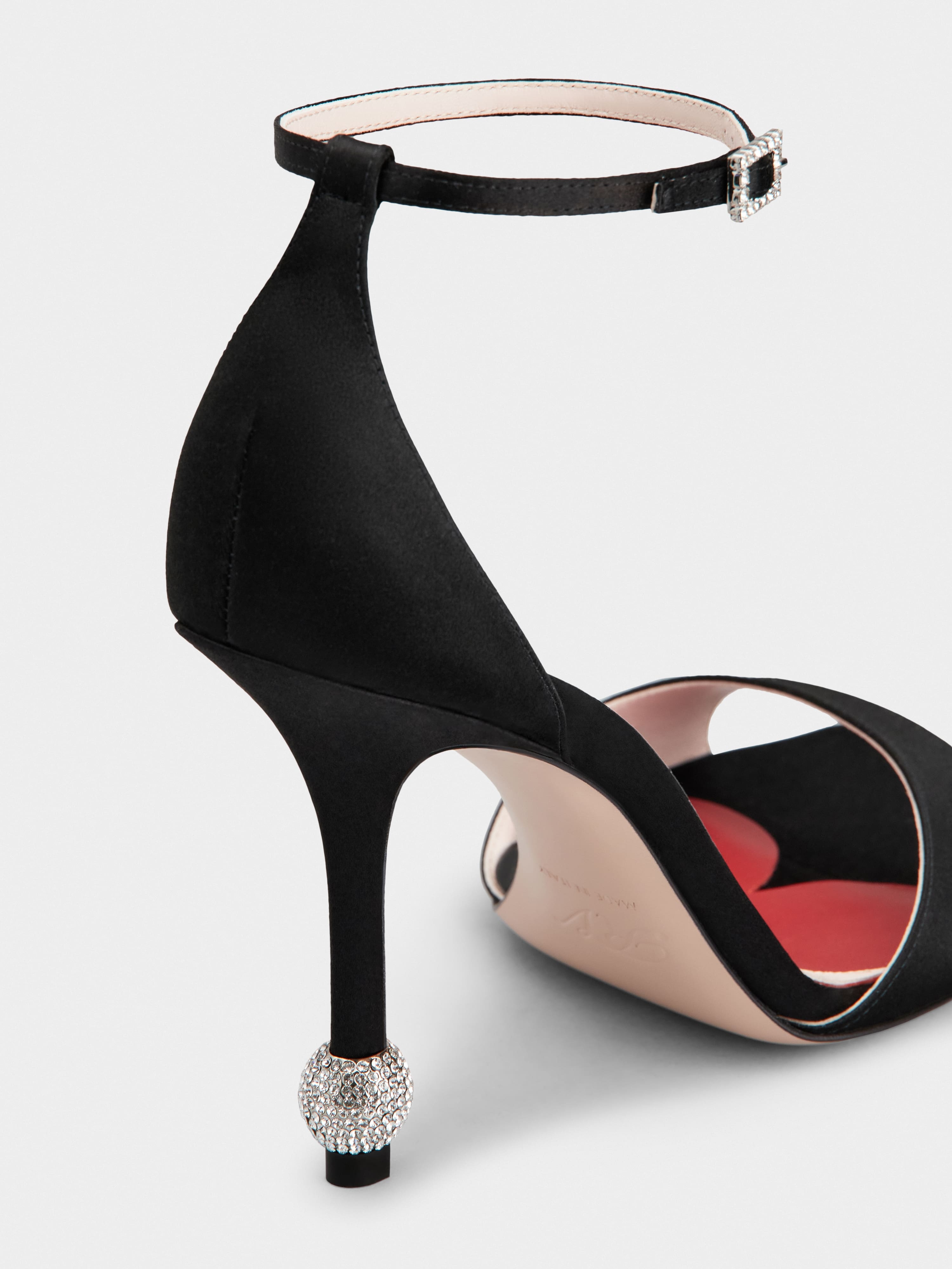 Jewel Heel Sandals in satin - 3