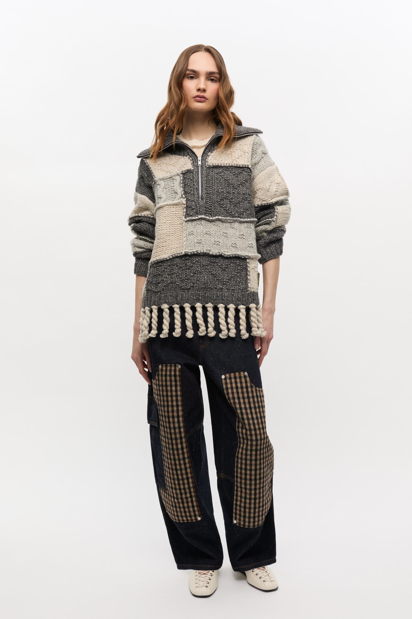 PATCHWORK FRINGE SWEATER - 3