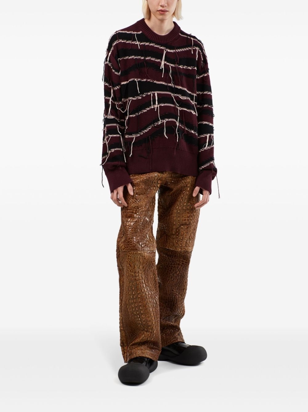 distressed knit sweater - 3