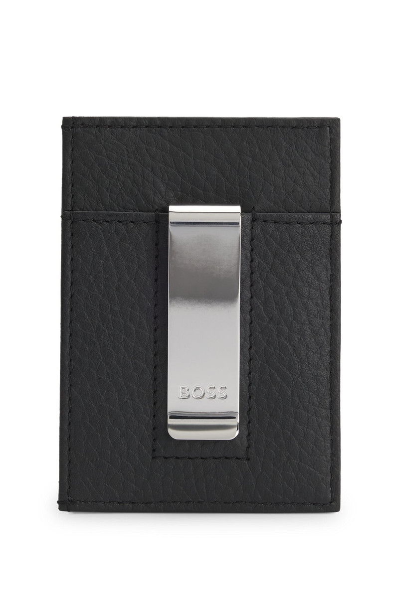 BOSS GRAINED-LEATHER MONEY CLIP WITH LOGO LETTERING outlook