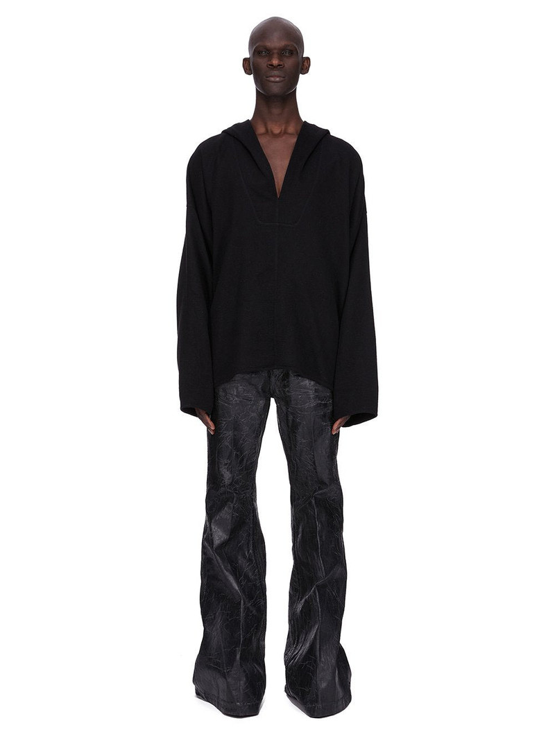 Rick Owens Black Concordians LS Hip Kaftan Coat outlook