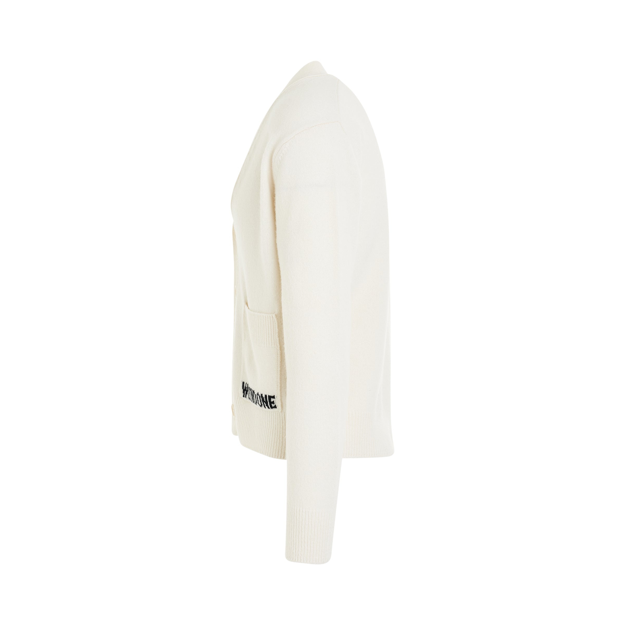 Pocket Logo Knit Cardigan Ivory - 3