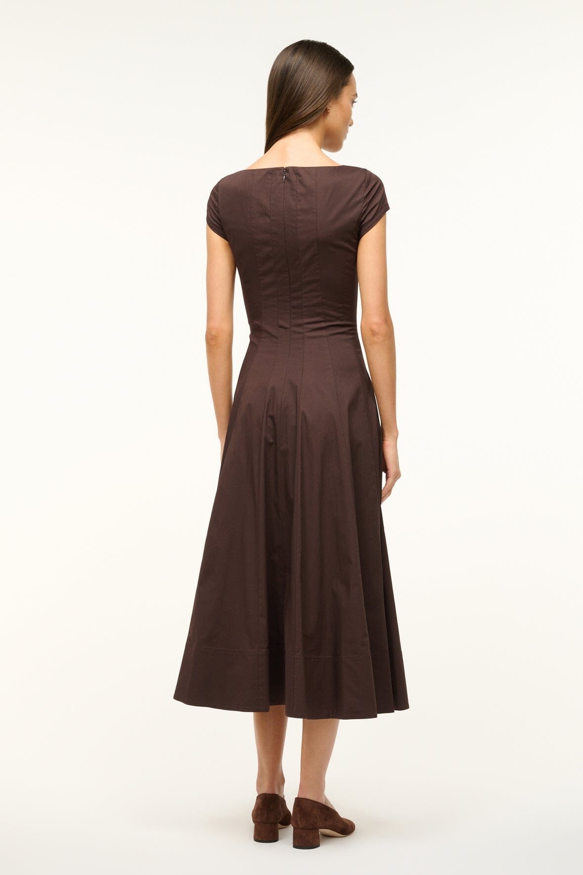 STAUD SHORT SLEEVE WELLS DRESS EARTH - 5