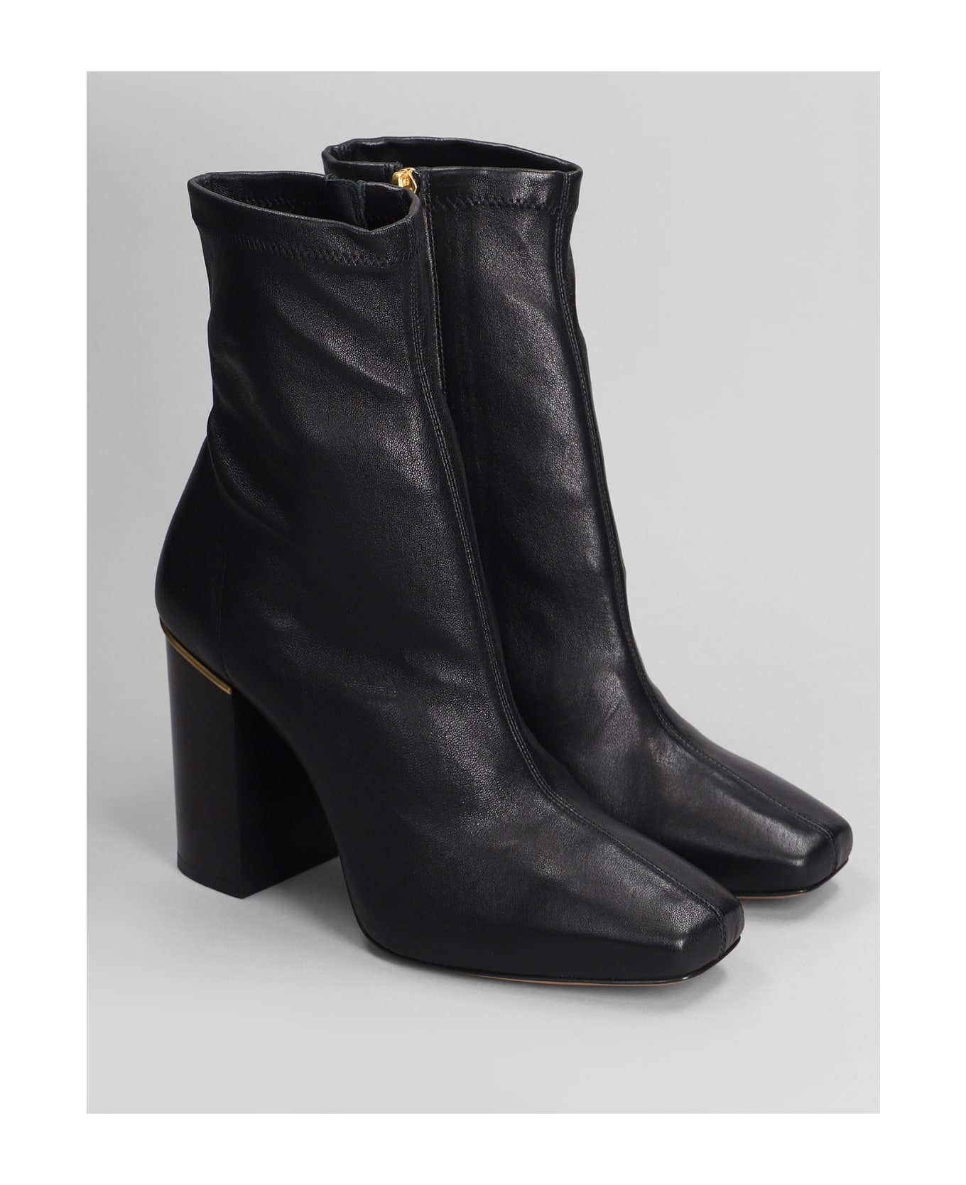 Ambre High Heels Ankle Boots In Black Leather - 2