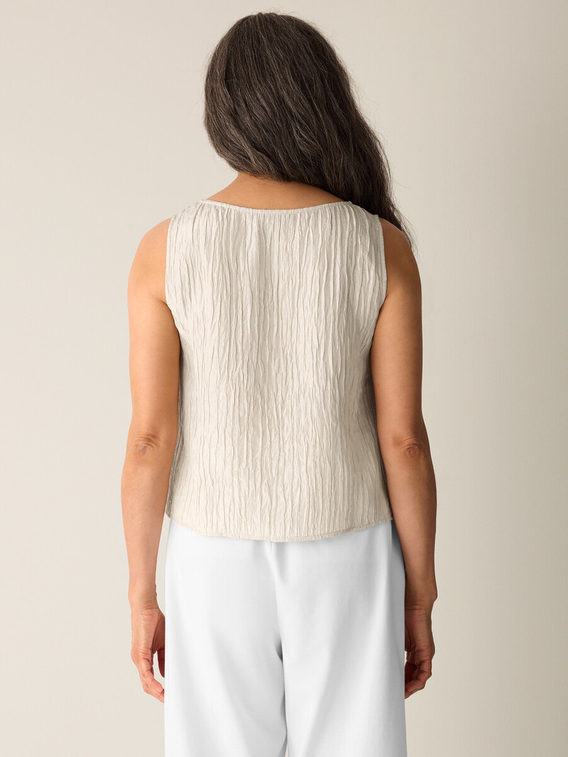 Textured Silk Jacquard Ballet Neck Tank 4