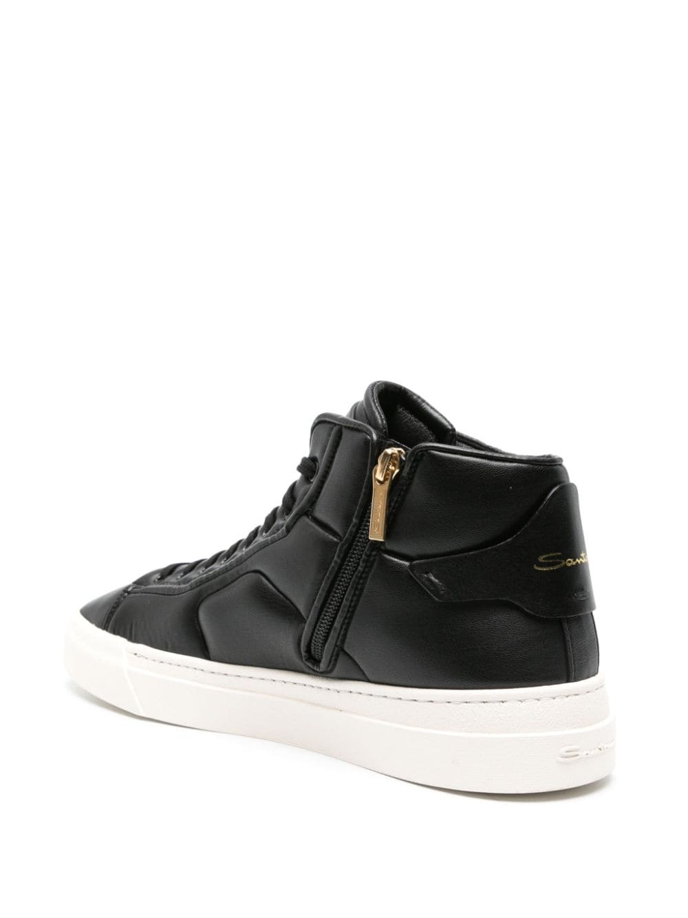 high-top leather sneakers - 3