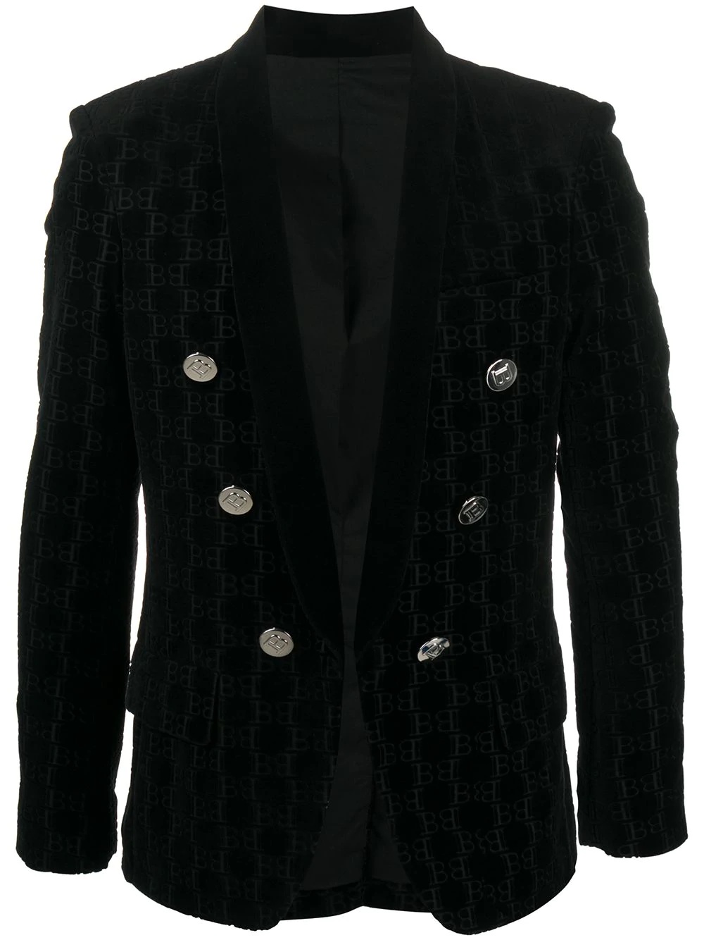 monogram velvet-effect blazer - 1