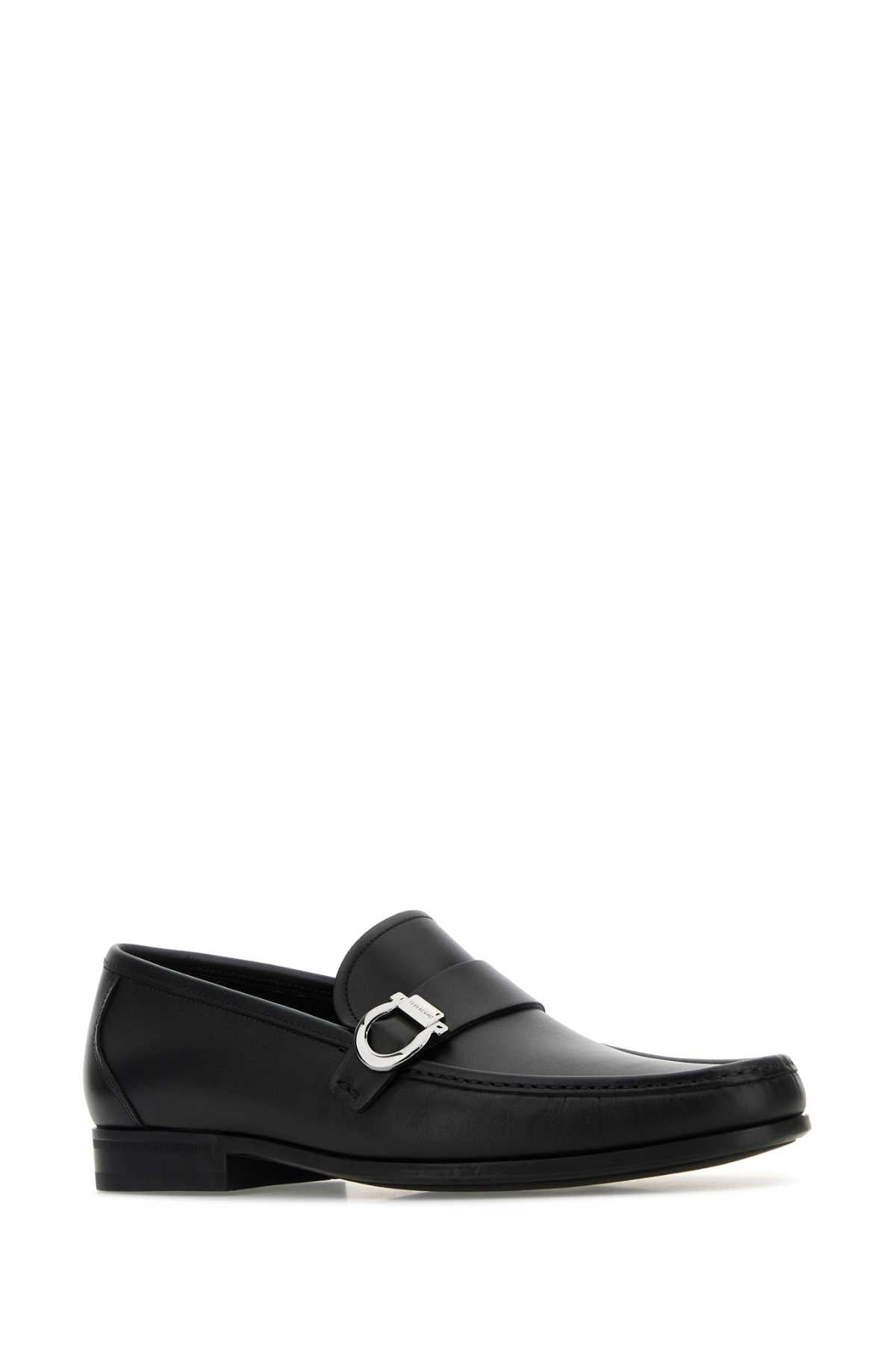 Salvatore Ferragamo Men Black Leather Caspian Loafers - 2