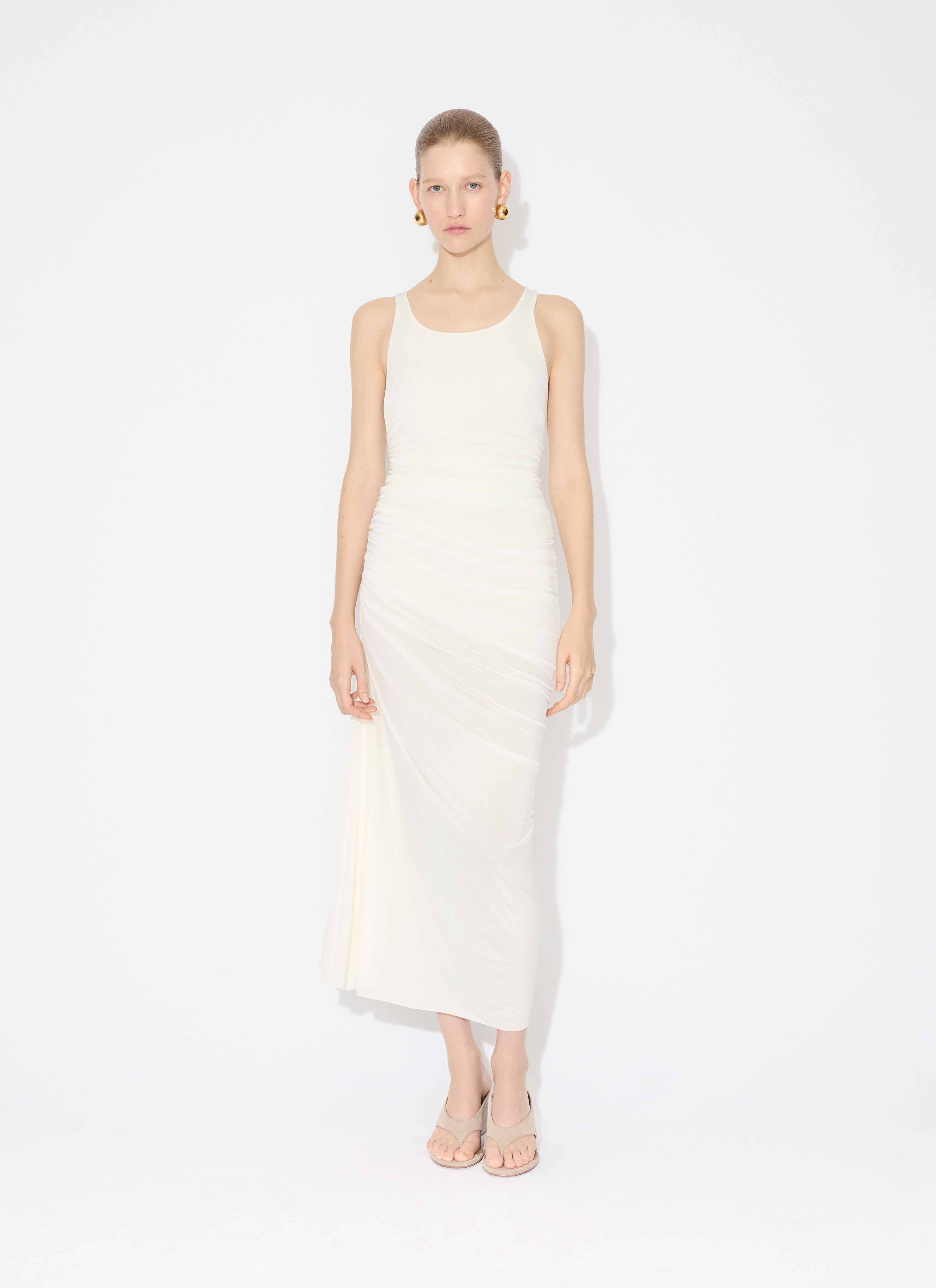 SOFT JERSEY ASYMMETRICAL GATHERED DRESS - 2