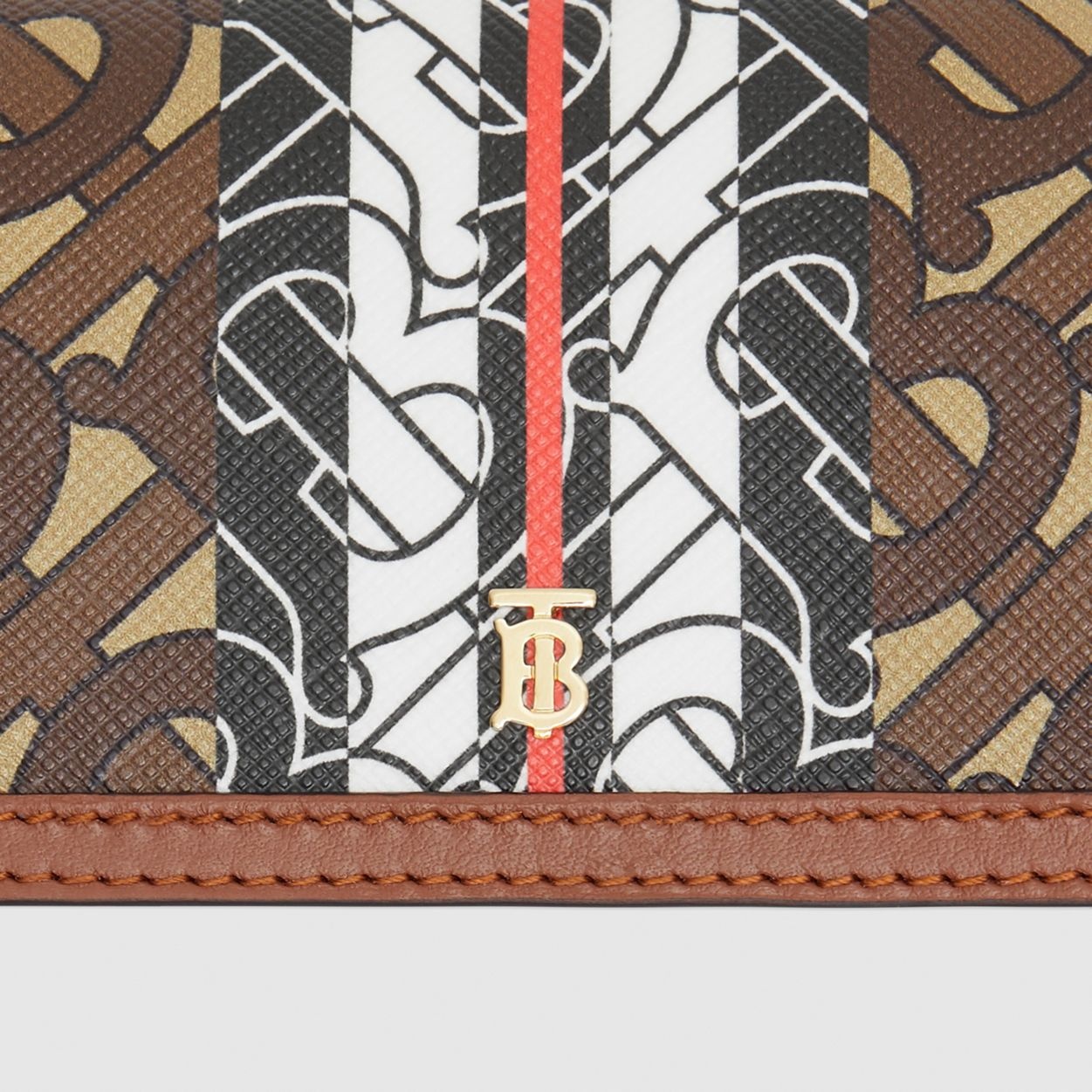 Monogram Stripe E-canvas Card Case with Strap - 2