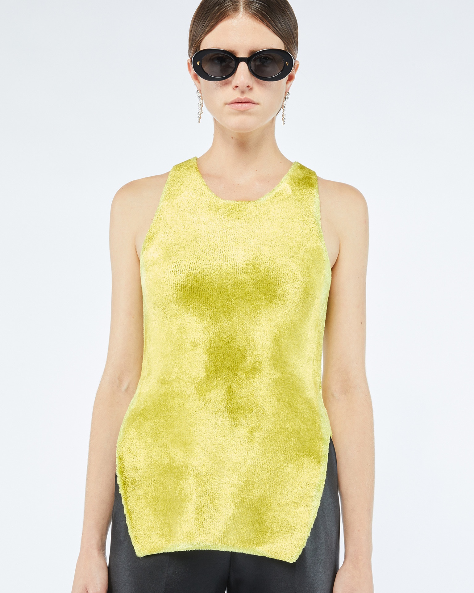 VEVA - Velour knit sleeveless tank - Lime - 4