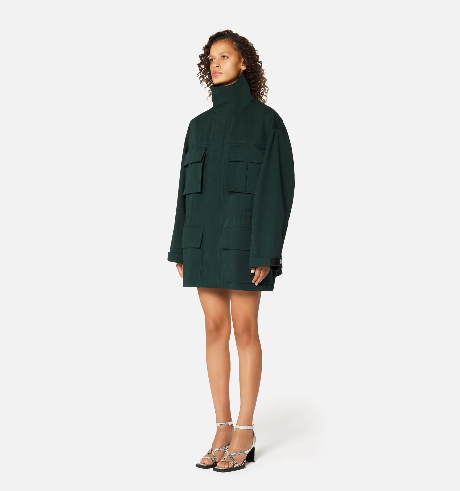 Zipped Parka With Elasticated Waist And Patch Pockets - 3