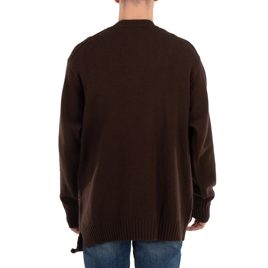 Yohji Yamamoto Men's Brown  Round Neck Knit Sweater, Brand Size 3 (Large) - 3