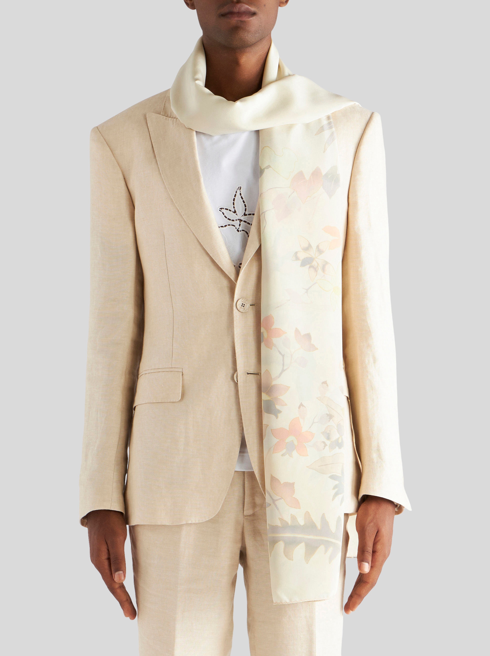 LEAFY FLORAL SILK SCARF - 2