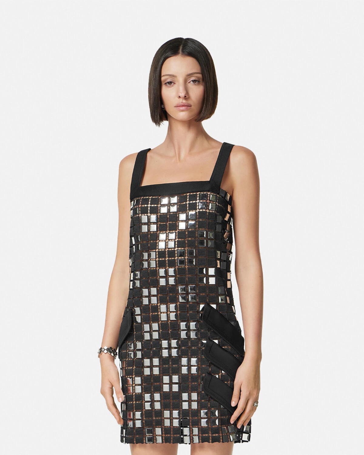 Embroidered Macramé Shift Mini Dress - 4