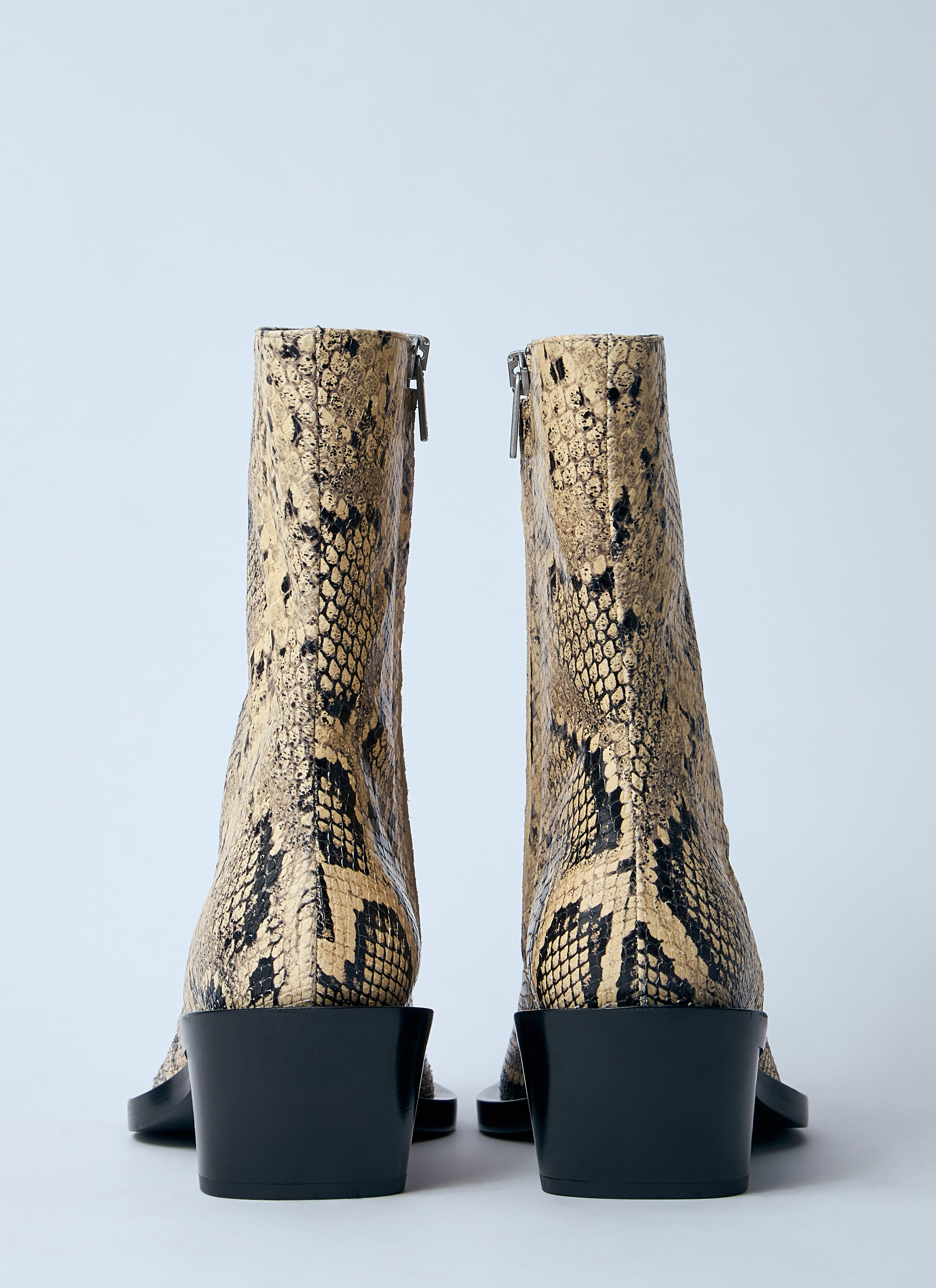 Snakeskin Embossed Leather Boots - 5