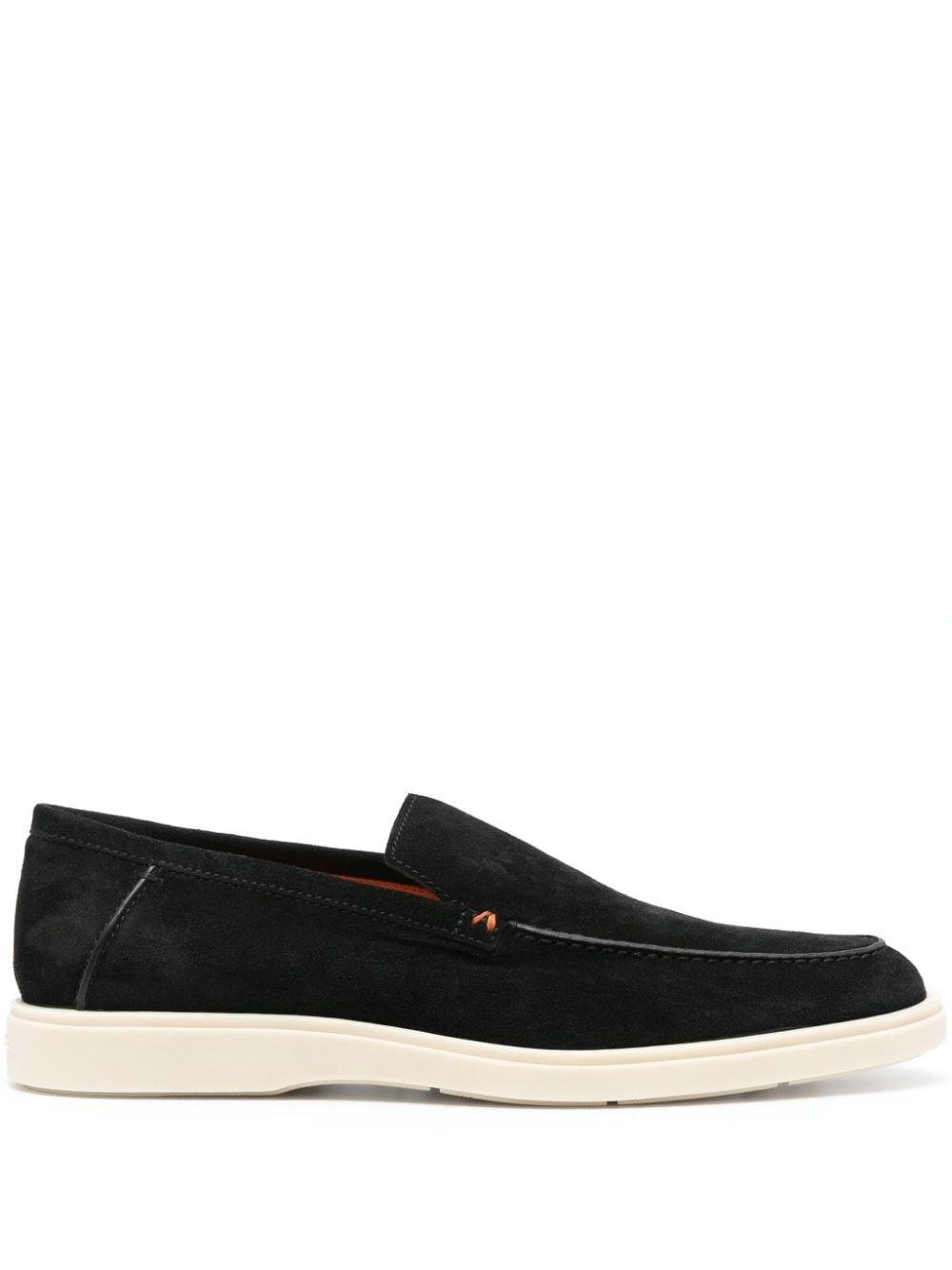 contrast-stitching suede loafers - 1