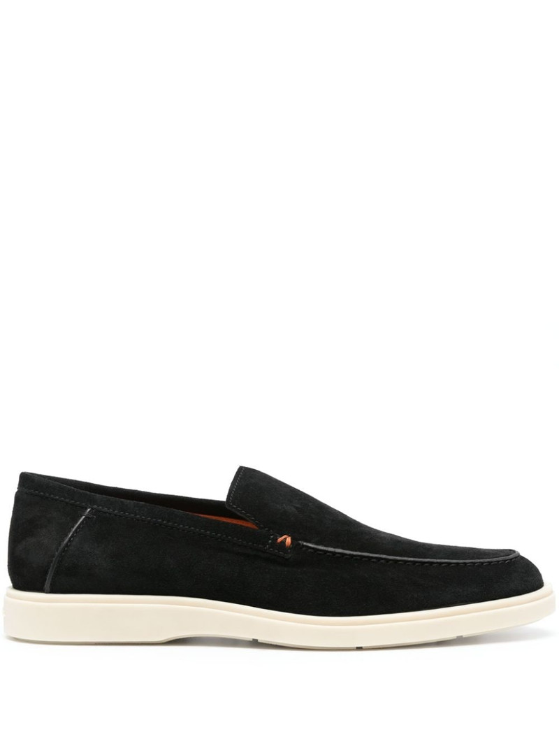 contrast-stitching suede loafers 1