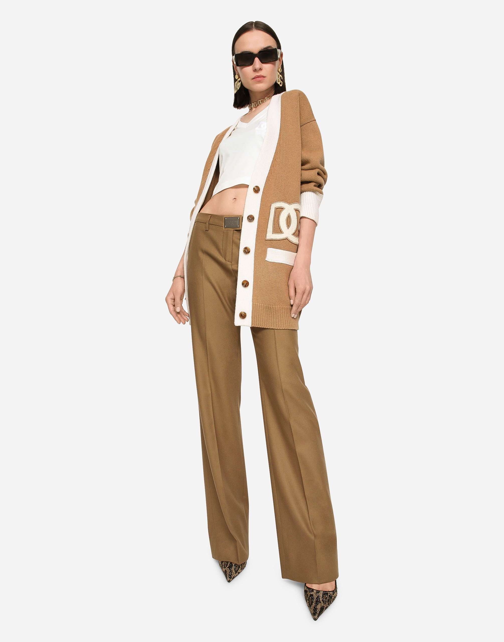 Long wool cardigan with embroidered DG patch - 2
