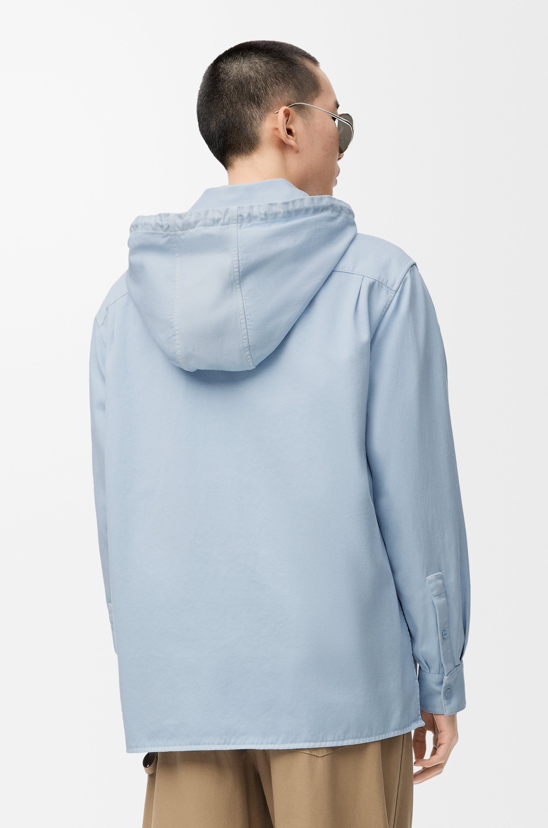 Hooded overshirt in cotton - 4