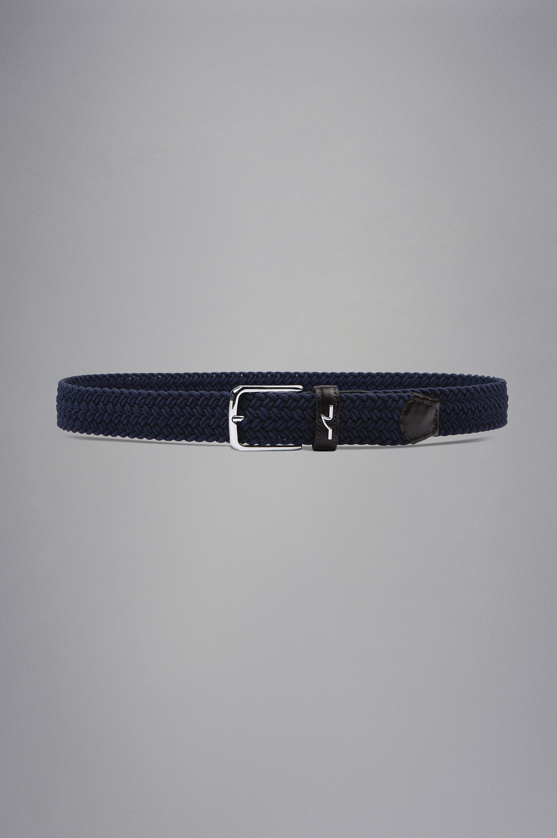 LEATHER TRIMMED WOVEN ELASTIC BELT - 1