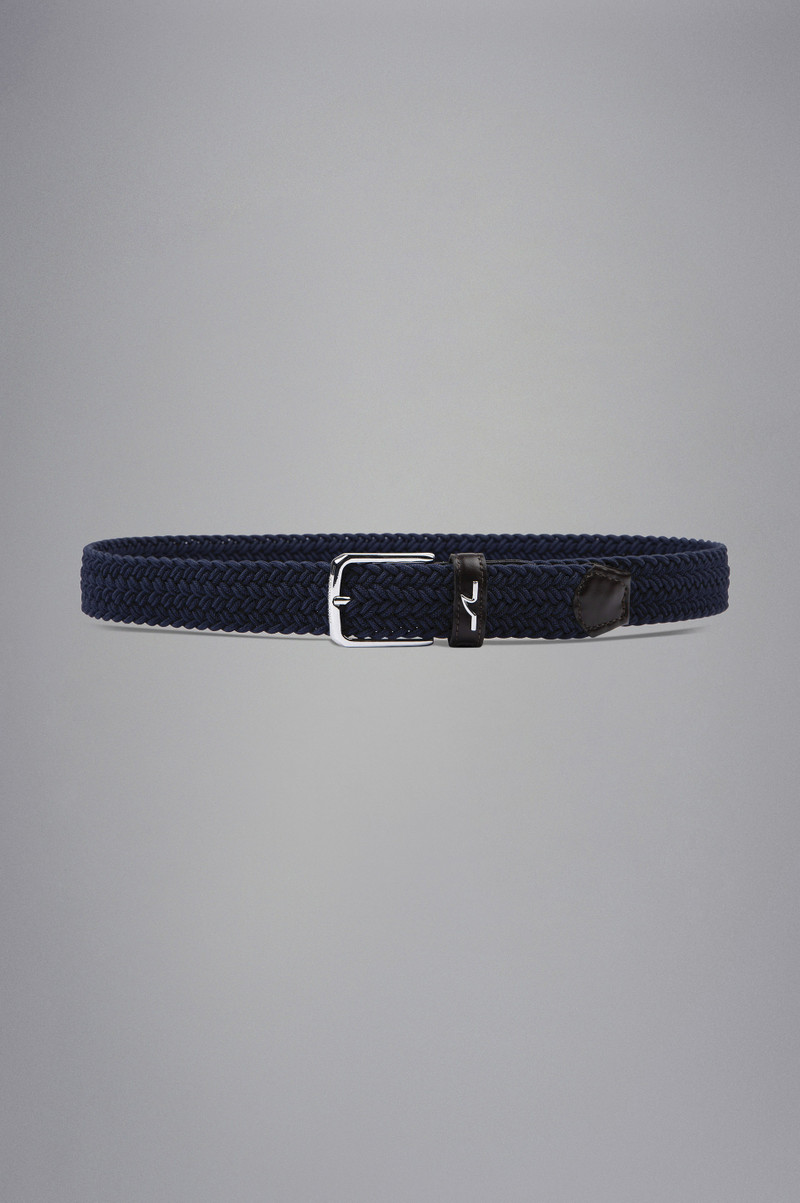 LEATHER TRIMMED WOVEN ELASTIC BELT 1