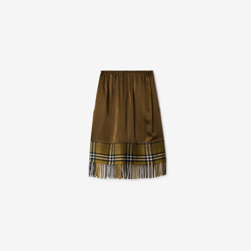 Satin and Check Scarf Skirt - 1