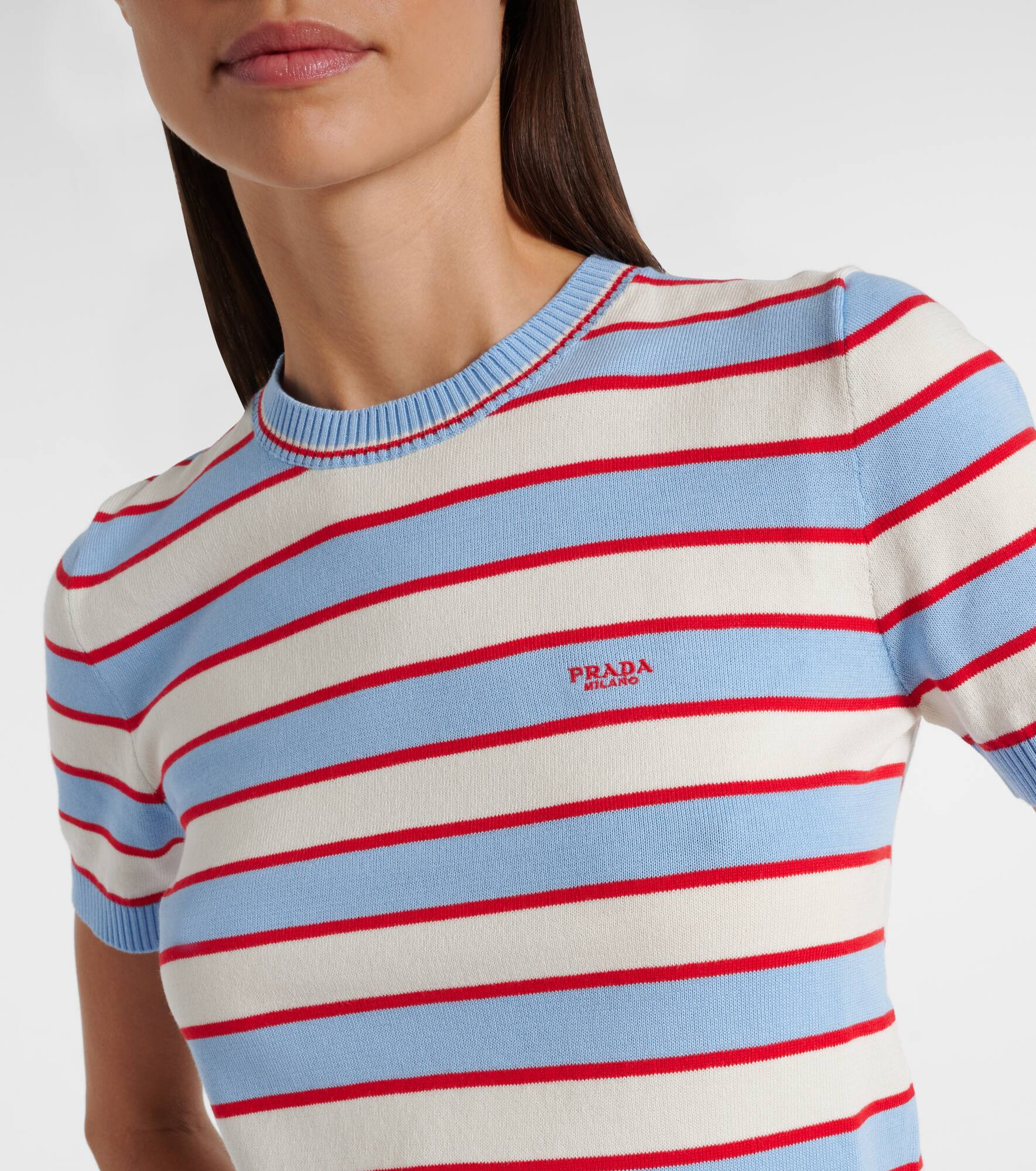 Knitted striped cotton top - 4